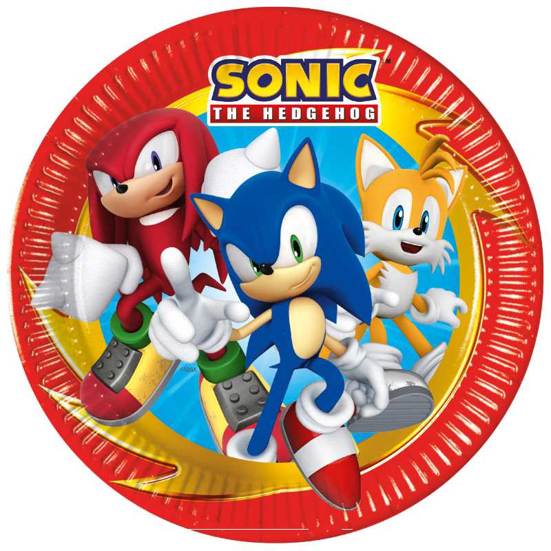 Partyteller Sonic, 8 Stk. 
 
 - Pappteller Kindergeburtstag - Einweggeschirr - Tischdeko - junior-partyshop.ch